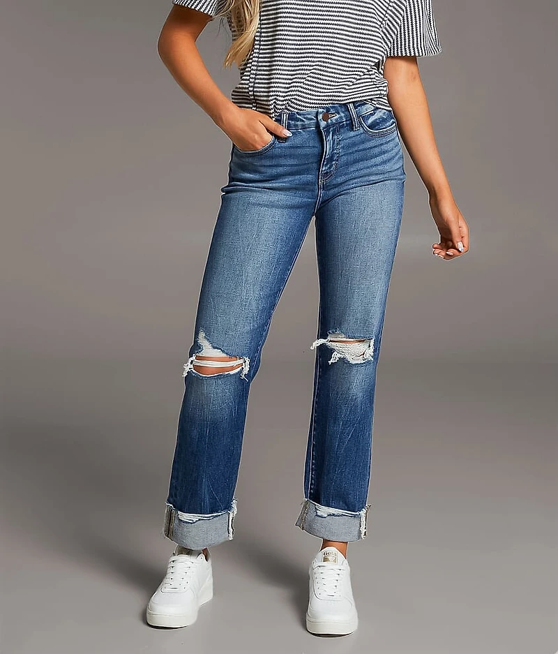 Gabby Cropped Straight Stretch Cuffed Jean
