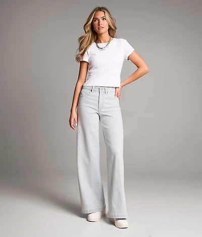 Billie Ultra Wide Leg Striped Stretch Jean