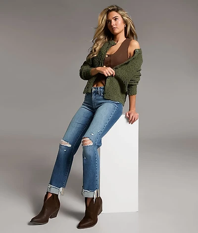 Andi Cropped Straight Stretch Cuffed Jean