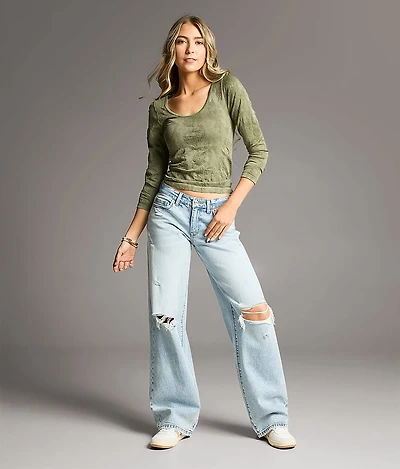 Taylor Low Slung Baggy Wide Leg Stretch Jean