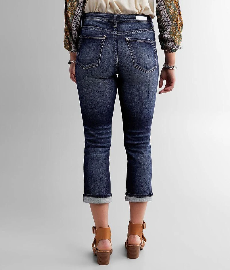 Curvy Mid-Rise Cuffed Stretch Capri Jean