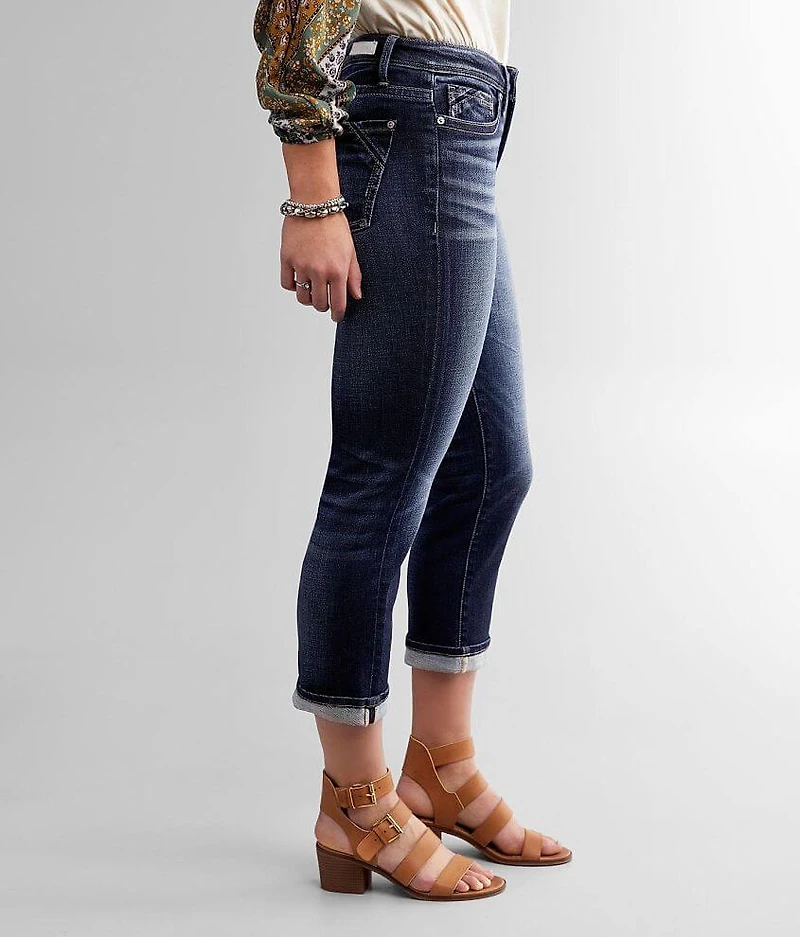 Curvy Mid-Rise Cuffed Stretch Capri Jean