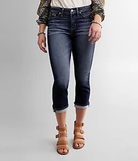 Curvy Mid-Rise Cuffed Stretch Capri Jean