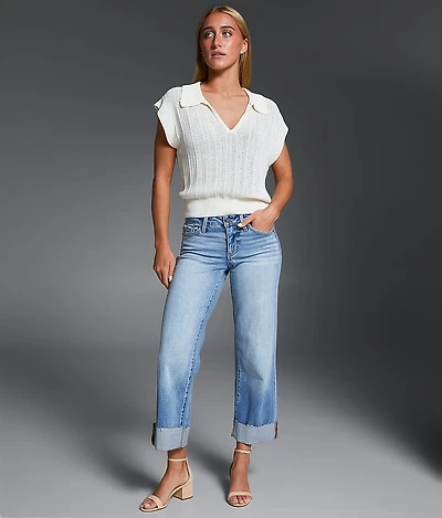 Fit No. 53 Cropped Wide Leg Stretch Jean