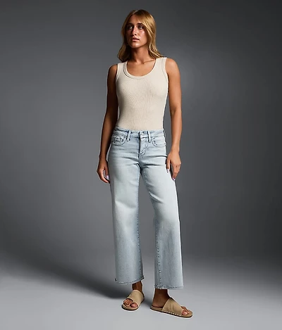 Fit No. 53 Cropped Wide Leg Cuffed Stretch Jean