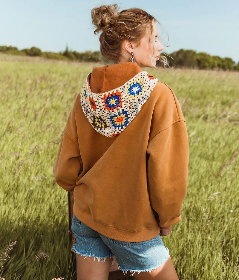 Crochet Hooded Sweatshirt