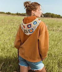 Crochet Hooded Sweatshirt