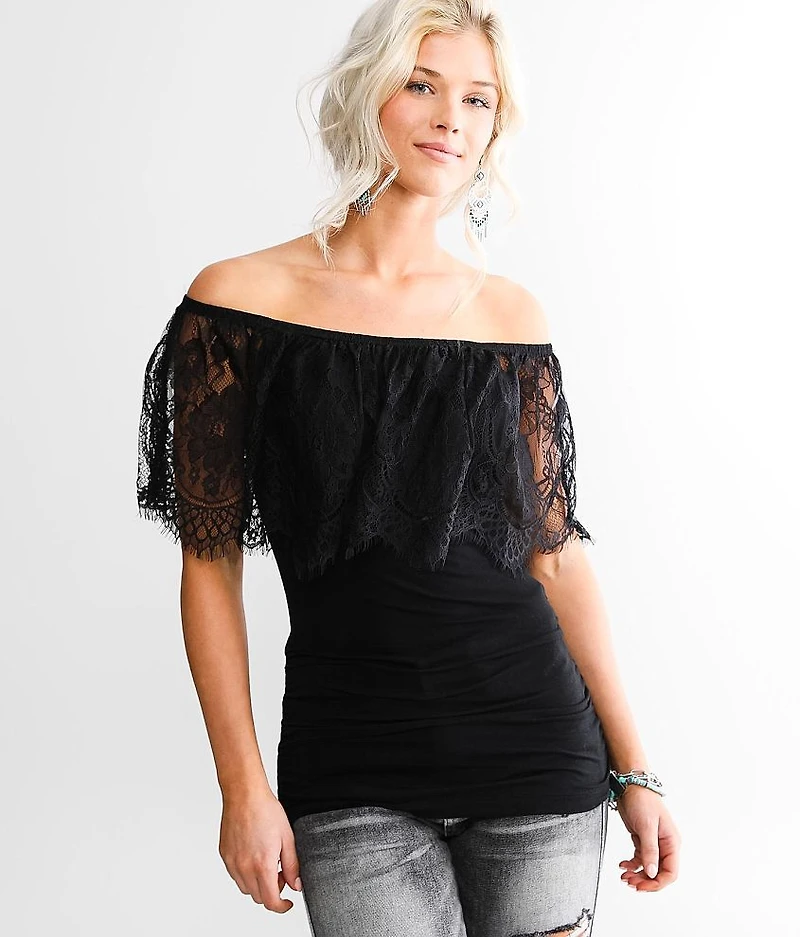 Eyelash Lace Overlay Top