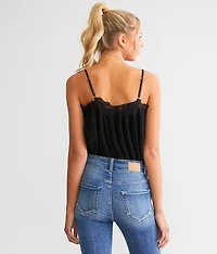 Plisse Lace Trim Bodysuit