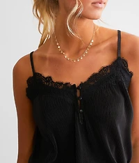 Plisse Lace Trim Bodysuit