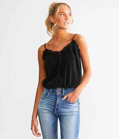 Plisse Lace Trim Bodysuit