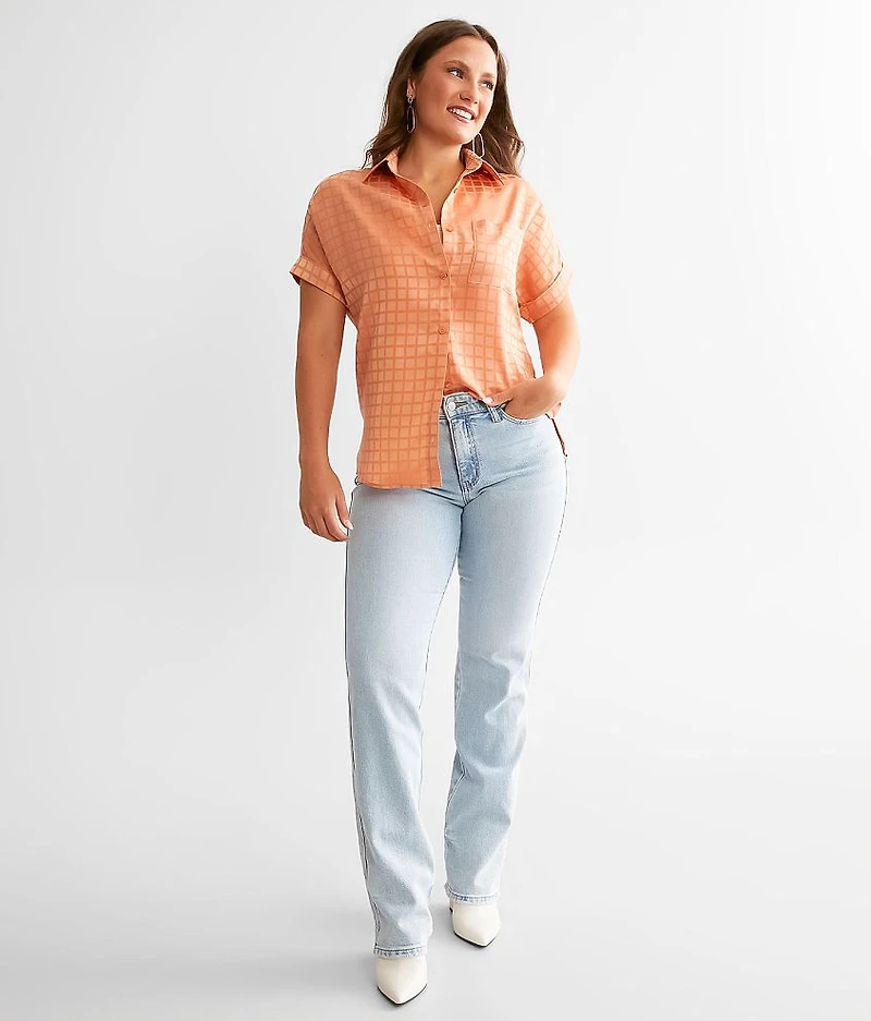Checkered Satin Blouse