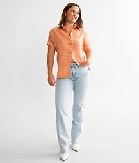 Checkered Satin Blouse