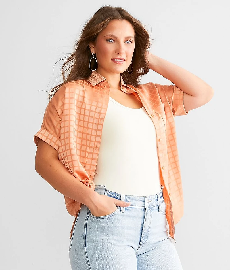 Checkered Satin Blouse