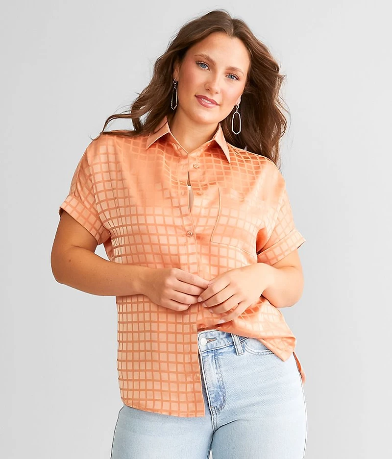 Checkered Satin Blouse