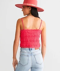 Ruffle Eyelash Lace Cropped Tank Top