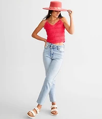Ruffle Eyelash Lace Cropped Tank Top