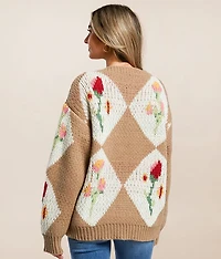 Floral Patchwork Cardigan Sweater