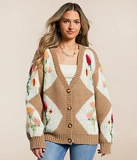 Floral Patchwork Cardigan Sweater