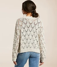 Open Stitch Cardigan Sweater