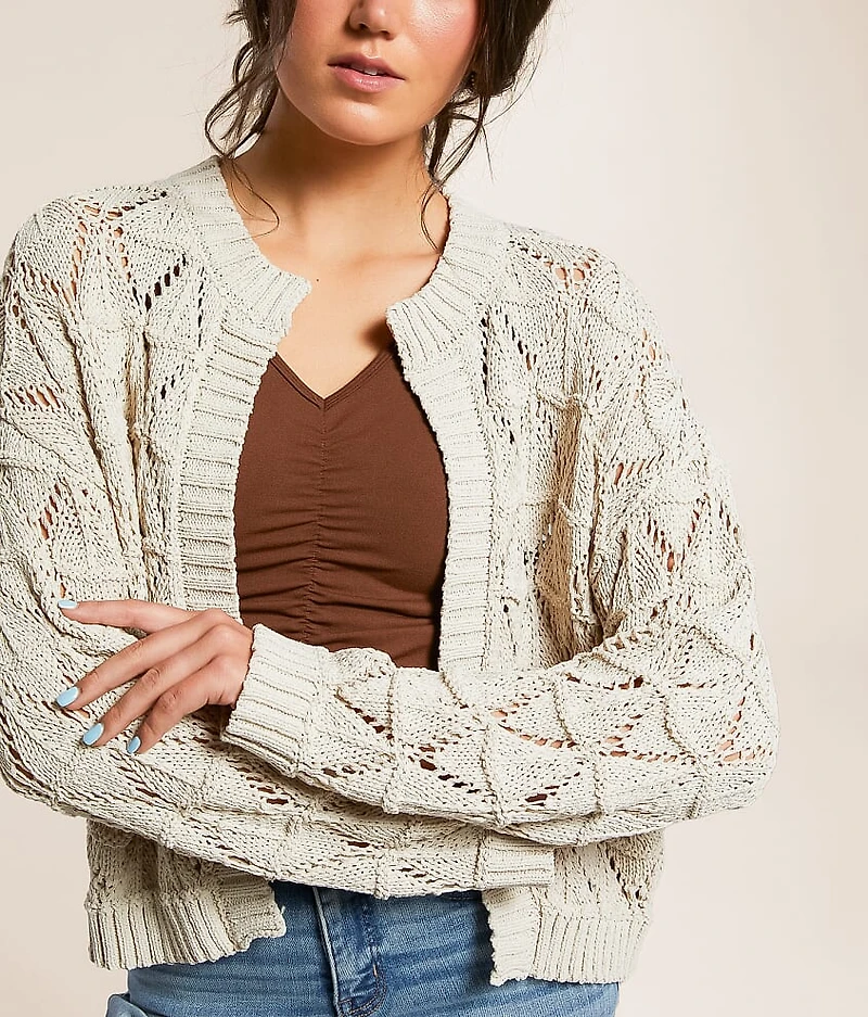 Open Stitch Cardigan Sweater