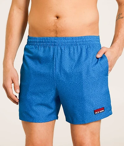 Tonal Print Stretch Swim Trunks