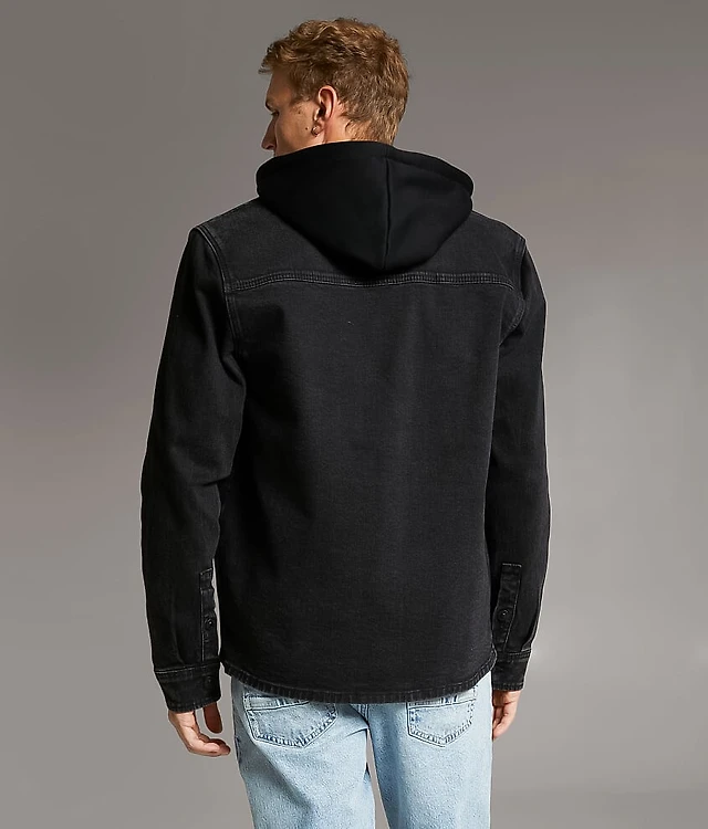 Bke Grey Denim Jacket With Hood BKE Bradley Denim Hooded Jacket