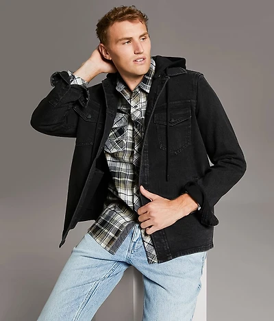 Bradley Hooded Denim Stretch Shacket