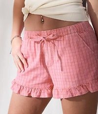 Checker Ruffle Stretch Short