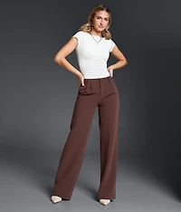 High Rise Wide Leg Trouser Stretch Pant