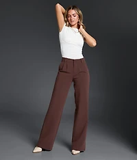 High Rise Wide Leg Trouser Stretch Pant