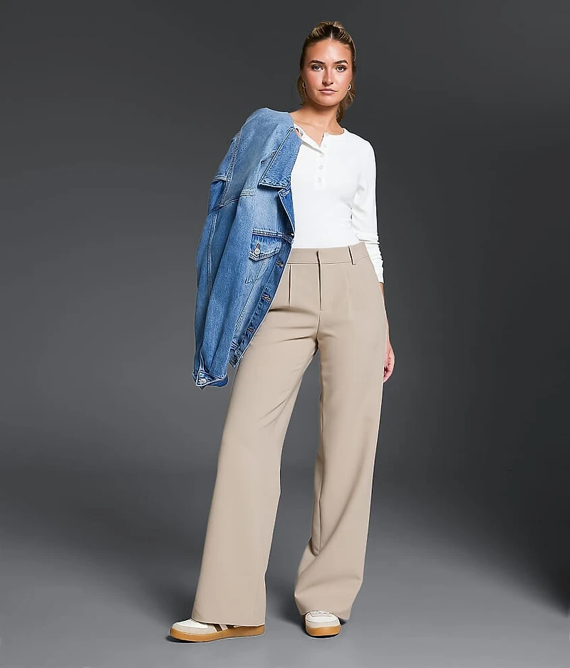 High Rise Wide Leg Trouser Stretch Pant