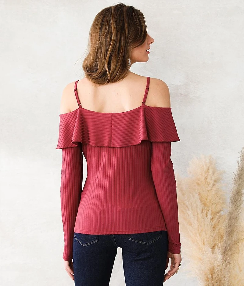Cold Shoulder Ruffle Top