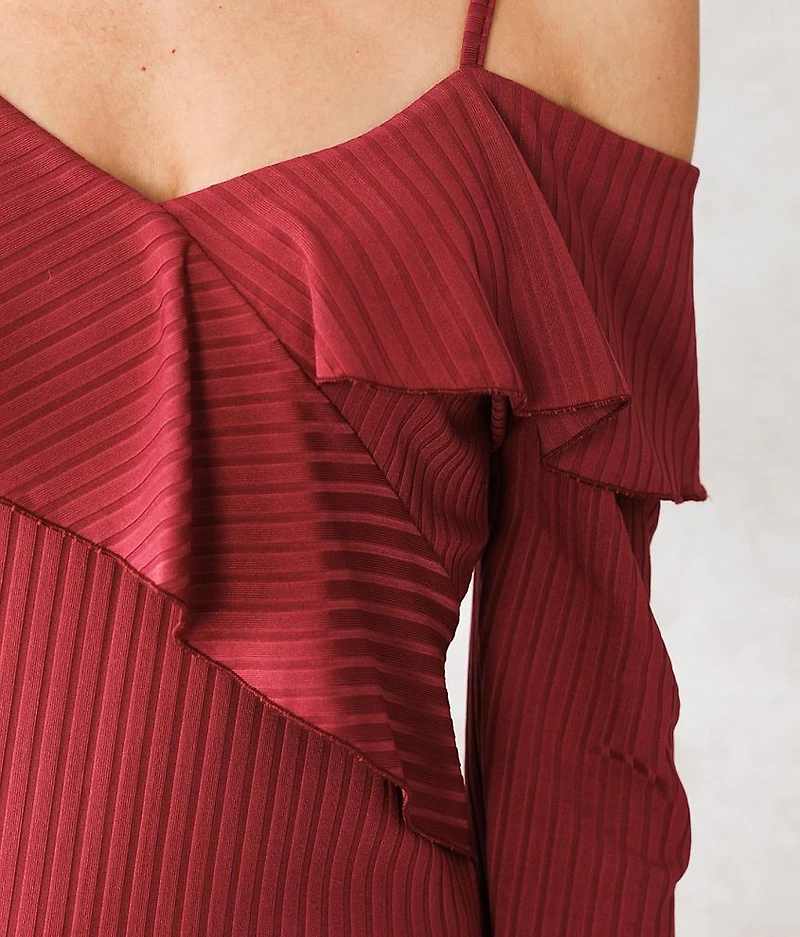 Cold Shoulder Ruffle Top