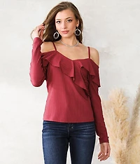 Cold Shoulder Ruffle Top