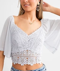 Eyelash Crochet Cropped Top
