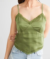 Satin Cropped Tank Top