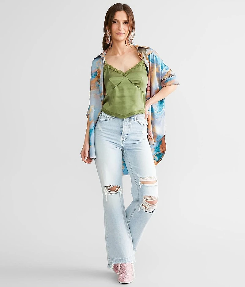 Satin Cropped Tank Top