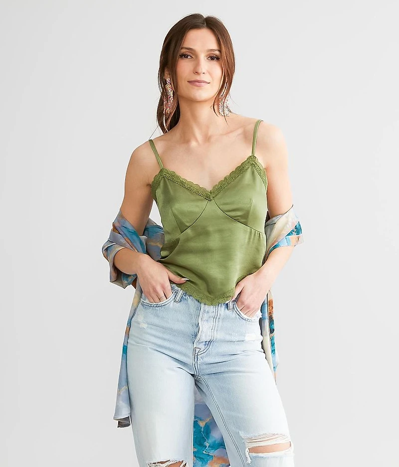 Satin Cropped Tank Top