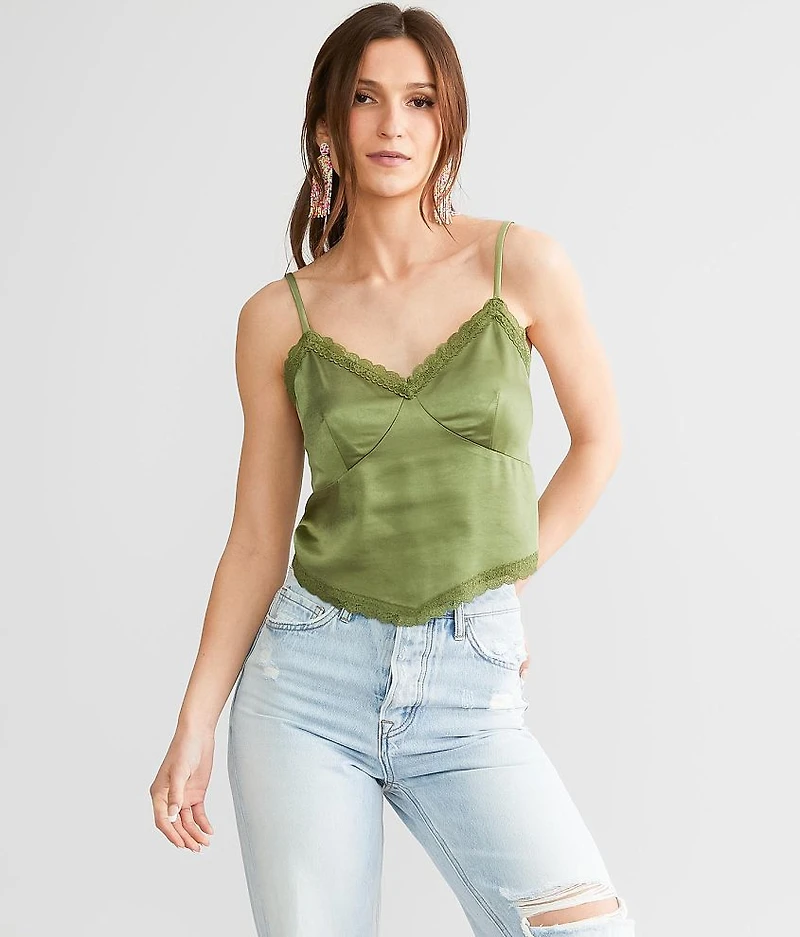 Satin Cropped Tank Top