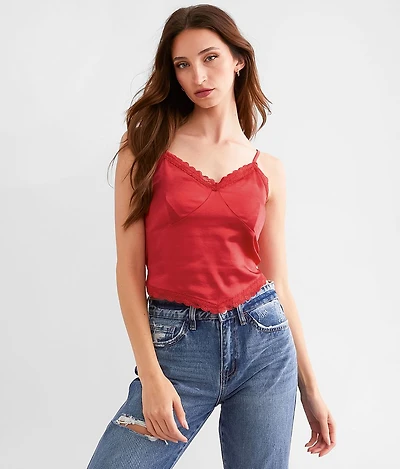 Satin Cropped Tank Top