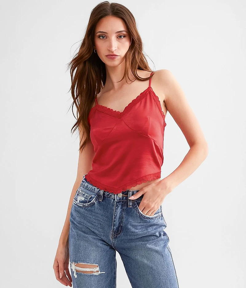 Satin Cropped Tank Top