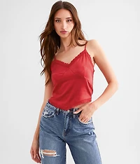 Satin Cropped Tank Top