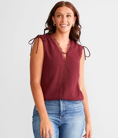 Swiss Dot Chiffon Tank Top
