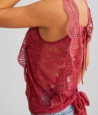 Floral Lace Crochet Tank Top