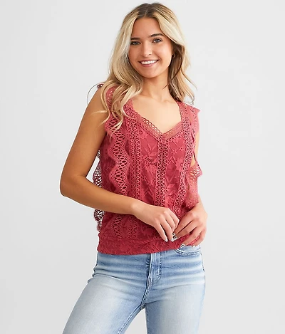 Floral Lace Crochet Tank Top