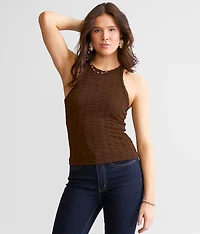 Ruched High Neck Tank Top