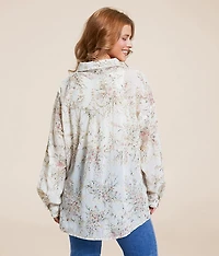 Floral Embroidered Chiffon Blouse