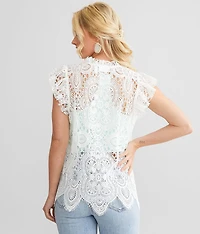 Eyelash Crochet Ruffle Top