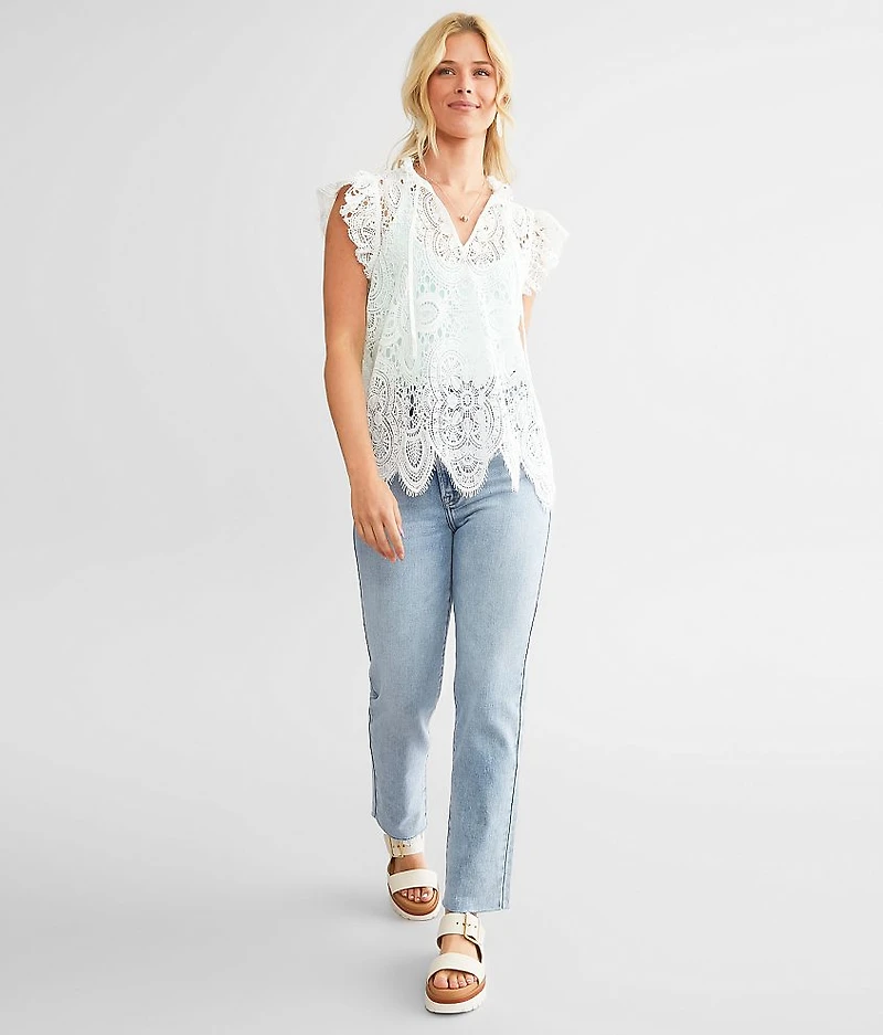 Eyelash Crochet Ruffle Top